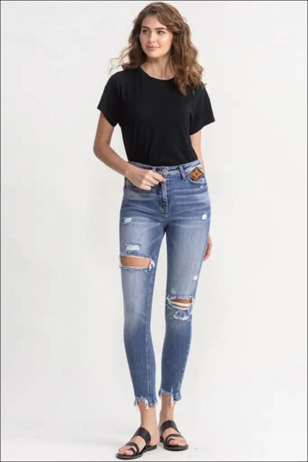 Full Size High Rise Distressed Skinny Jeans e25.0 | Emf -